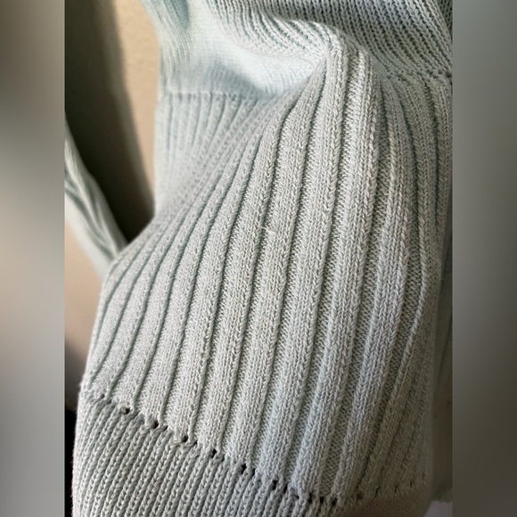 TheOpen Product Blue V Neck Ribbed Sweater Bell Sleeves Women's Size S - Picture 12 of 13